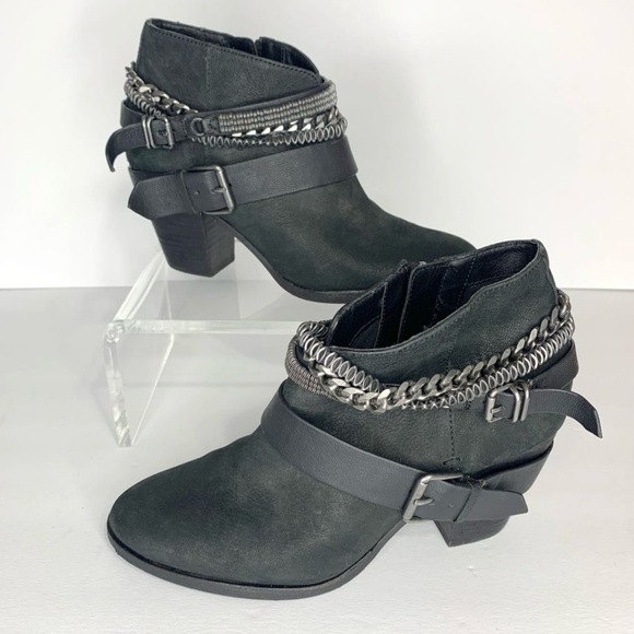 DOLCE VITA x Revolve Yazmina Leather Chain Rocker Ankle Boots in Onyx Sz 7.5 - Picture 3 of 13